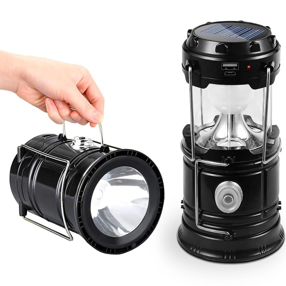 Lampara Caperuza Camping Led Con Panel Solar Recargable